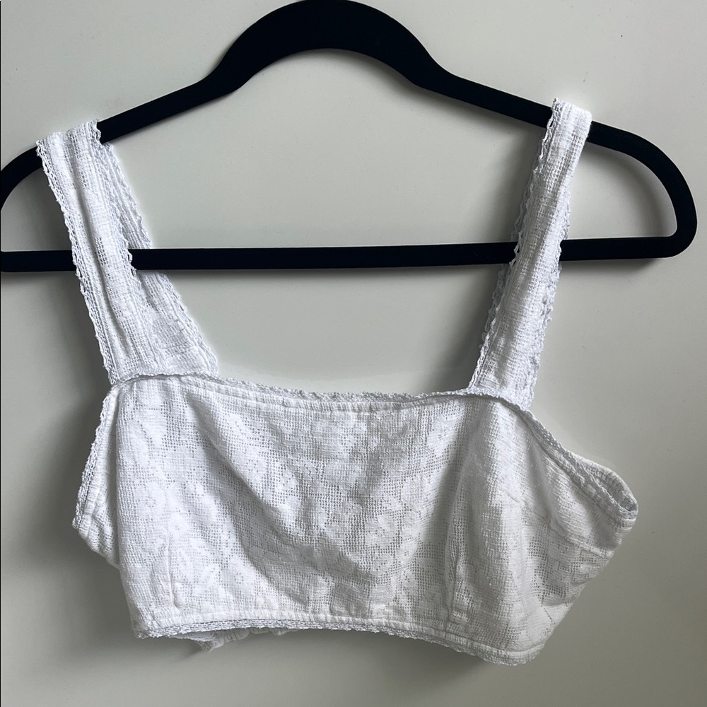 American Eagle Outfitters White Textured Tank Top